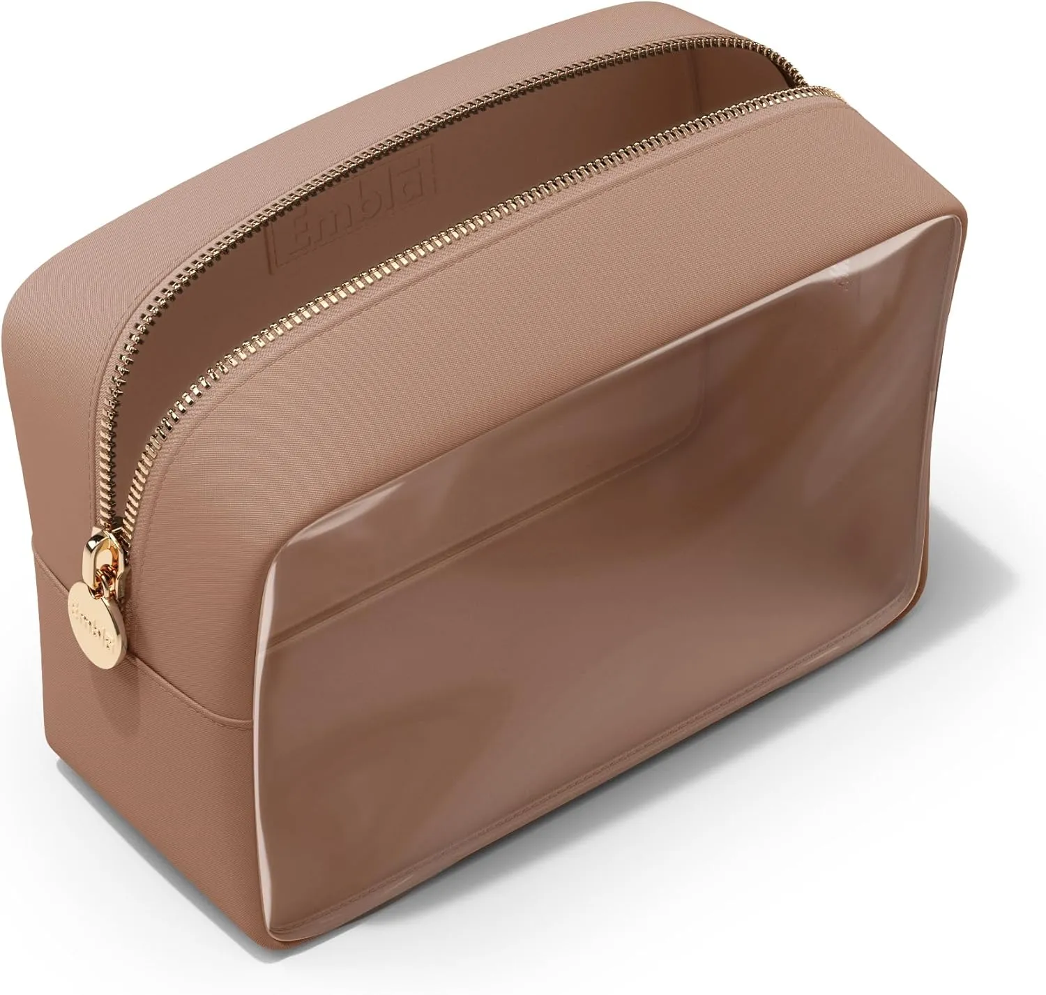 Embla Clear Cosmetic Bag Makeup Case, Clear Zipper Make Up Pouch and Toiletry Travel Tote, Cute Skincare Pouches for Women Girls, Preppy Purse Cosmetic Organizer, Large Makeup Bags, Mocha Mousse