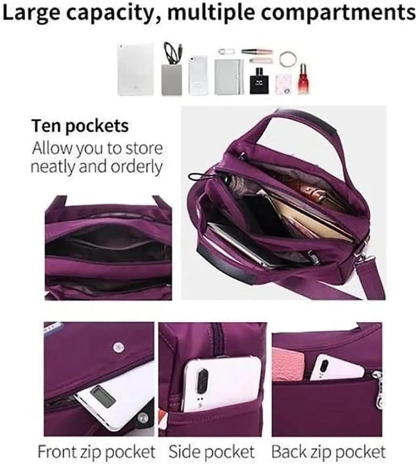 Emrefashion Bags, Women's Fashion Anti-Theft Handbag, Crossbody Bag, Shoulder Handbags, Waterproof Oxford Cloth (Blue,One size)