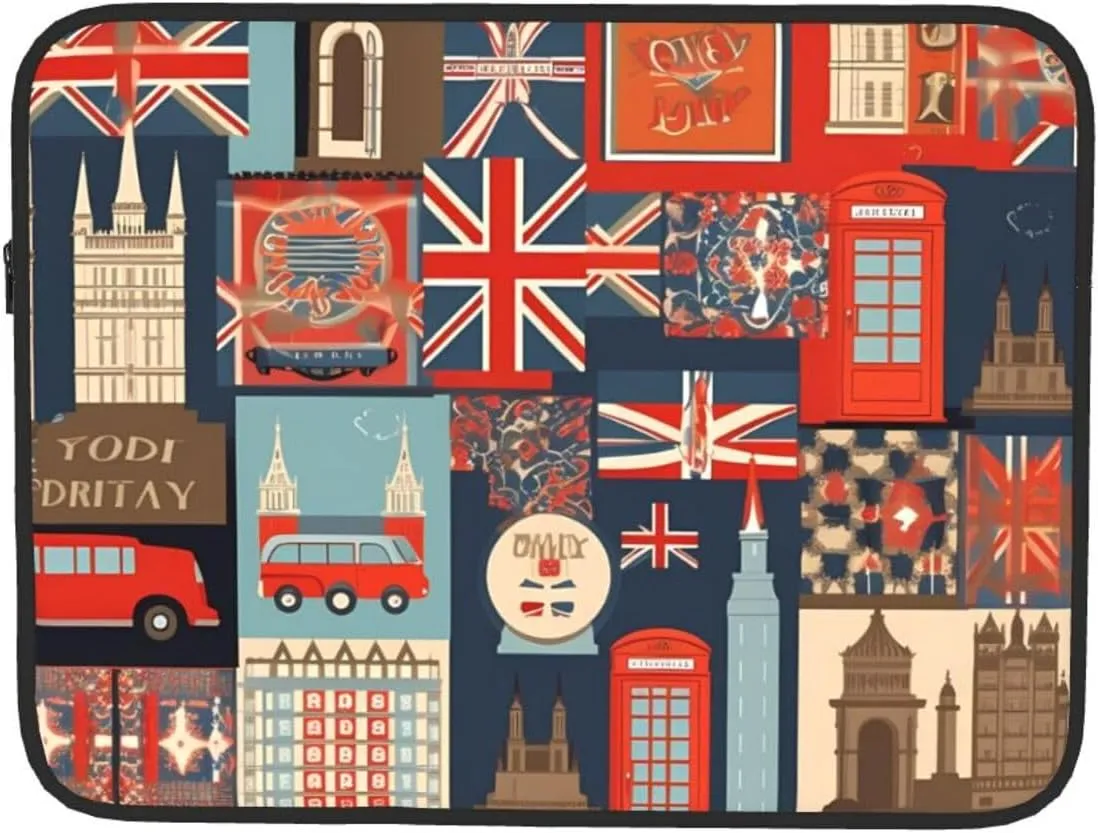 England Symbols Laptop Case 15 inch, Shockproof Protective Computer Sleeve Cover Water Resistant Laptop Bag Carrying Tablet Cover Briefcase Handbags Gifts for Men Women