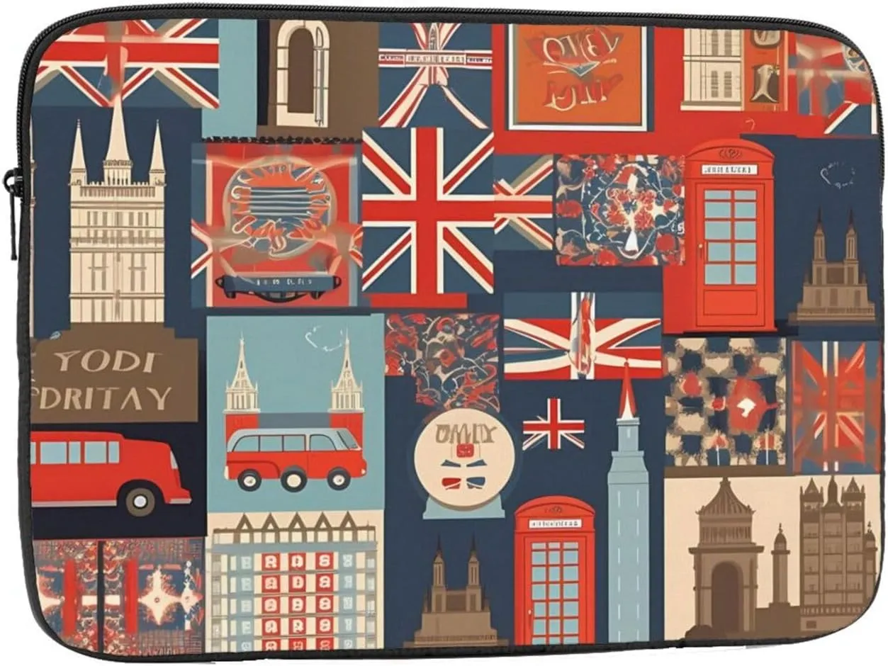 England Symbols Laptop Case 15 inch, Shockproof Protective Computer Sleeve Cover Water Resistant Laptop Bag Carrying Tablet Cover Briefcase Handbags Gifts for Men Women