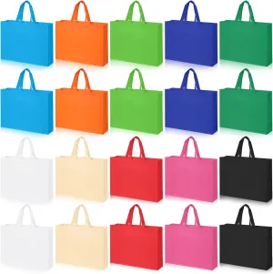 EupHHonycs 20 Pack Non Woven Tote Bags 16 x 12 Inch Reusable Gift Bags with Handles Foldable Party Favor Bags Non-Woven Small Tote Goodie Bags for Birthday Party Shopping Treat Favor