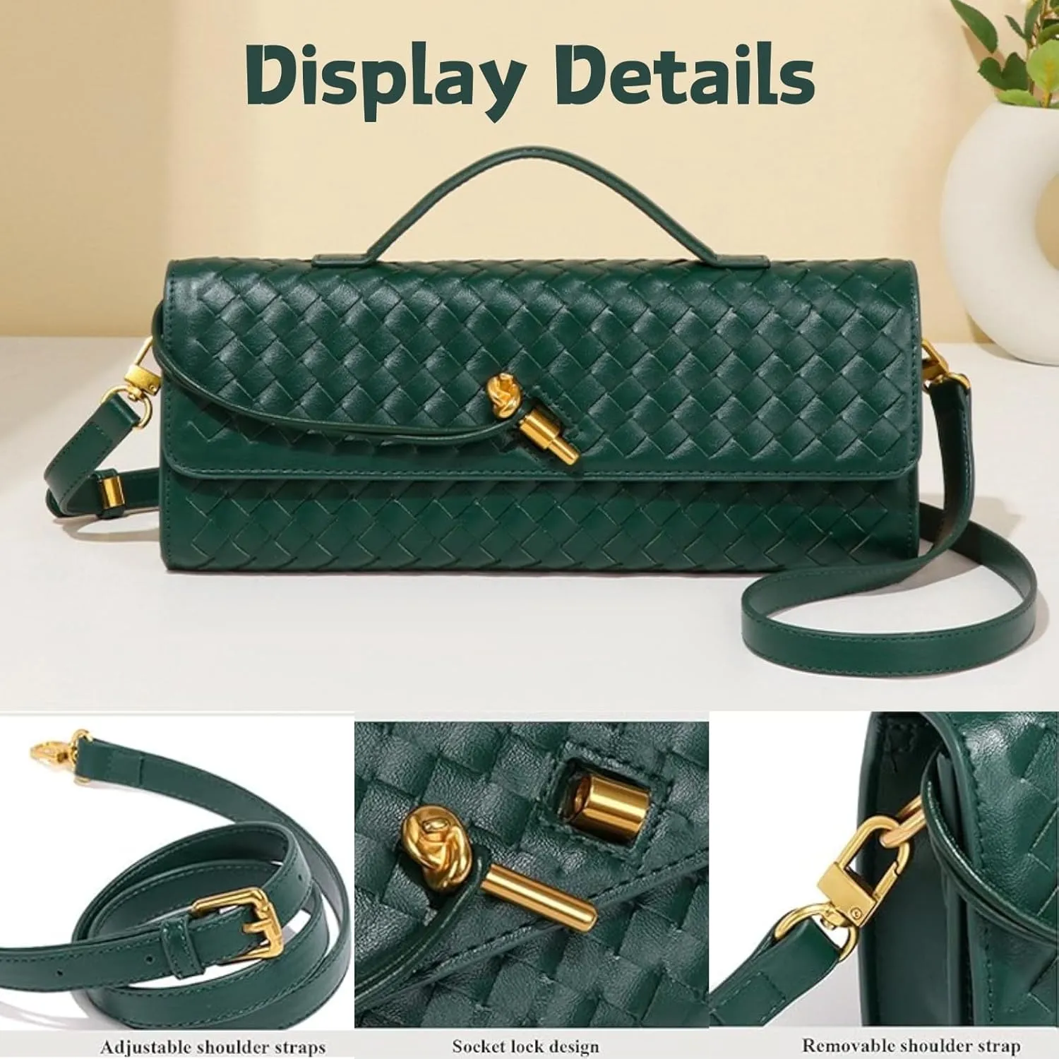 Evening Woven Crossbody Bags for Women Casual Shoulder Shoulder Handbag Clutch Purse Fashion Clutch Purse