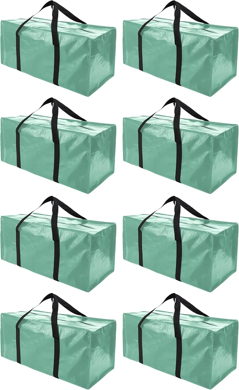 Extra Large Moving Bags with Zippers & Carrying Handles, Heavy-Duty Storage Tote for Space Saving Moving Storage, Fold Flat, Alternative to Box and Bin - 8 Pack, 40 Gal, Teal