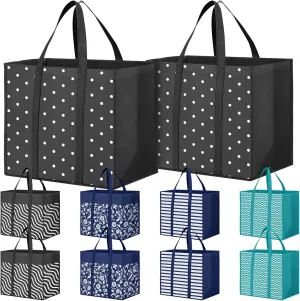 Fab totes 10 Pack Reusable Grocery Bags 35L Large Capacity Shopping Bags Heavy Duty Reusable Bags for Groceries Waterproof Tote Bags for Shopping and Picnic with Sturdy Handles