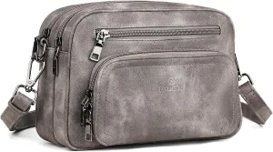 FADEON Crossbody Bags for Women Multi-pocket Leather Crossbody Purses, Designer Shoulder Bag Adjustable Removable Strap