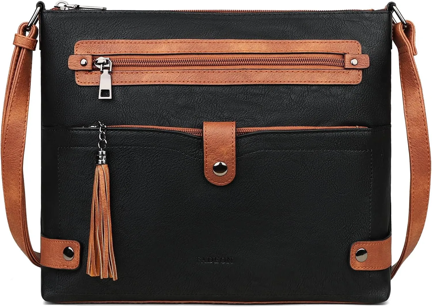 FADEON Large Crossbody Purses for Women Crossbody Bag, Designer Leather Cross Body Purses Multi Pocket Shoulder Bag