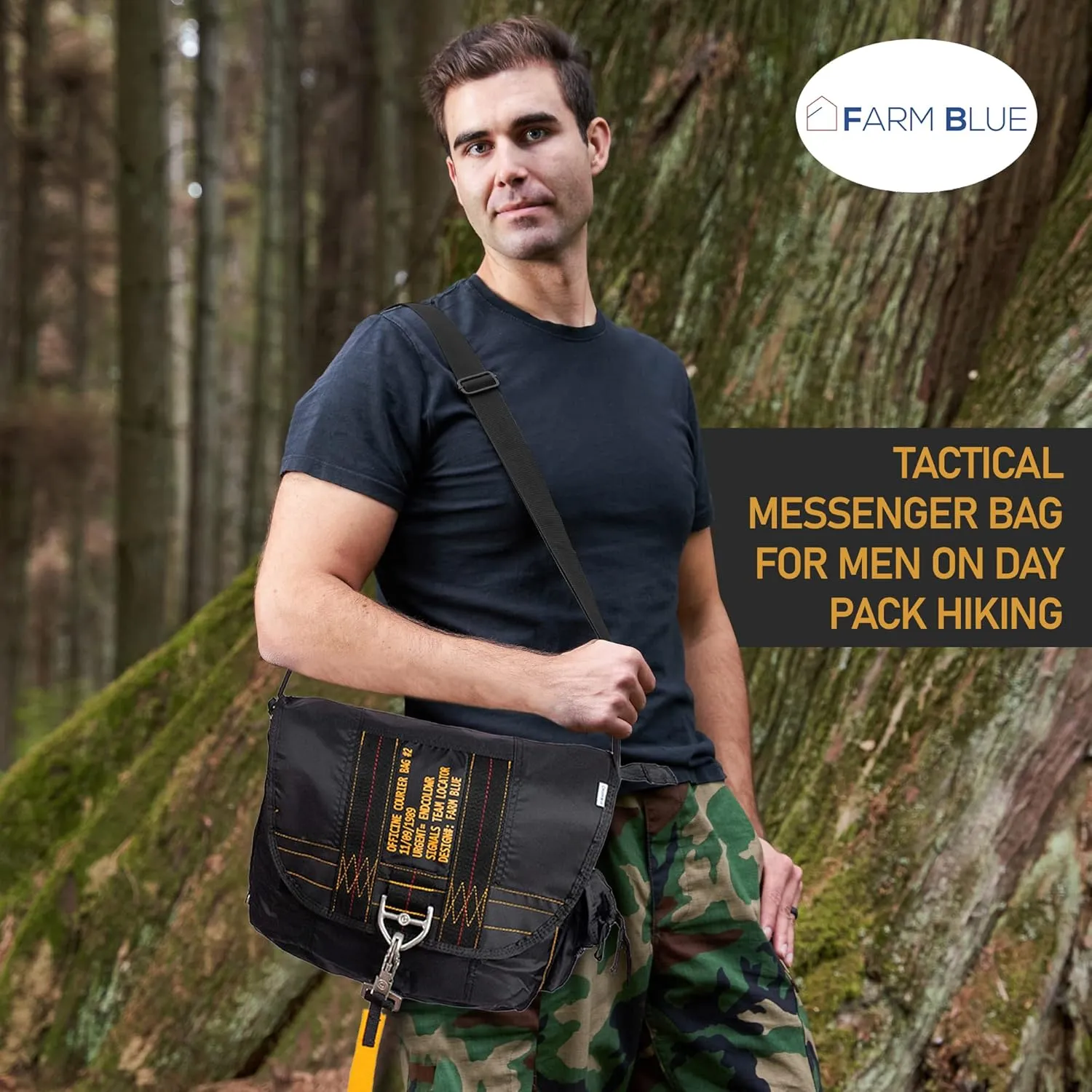 Farm Blue Tactical Messenger Bag - Smaller Military Satchel Bag for Men and Women - Water Resistant Crossbody Tote Sling Bag