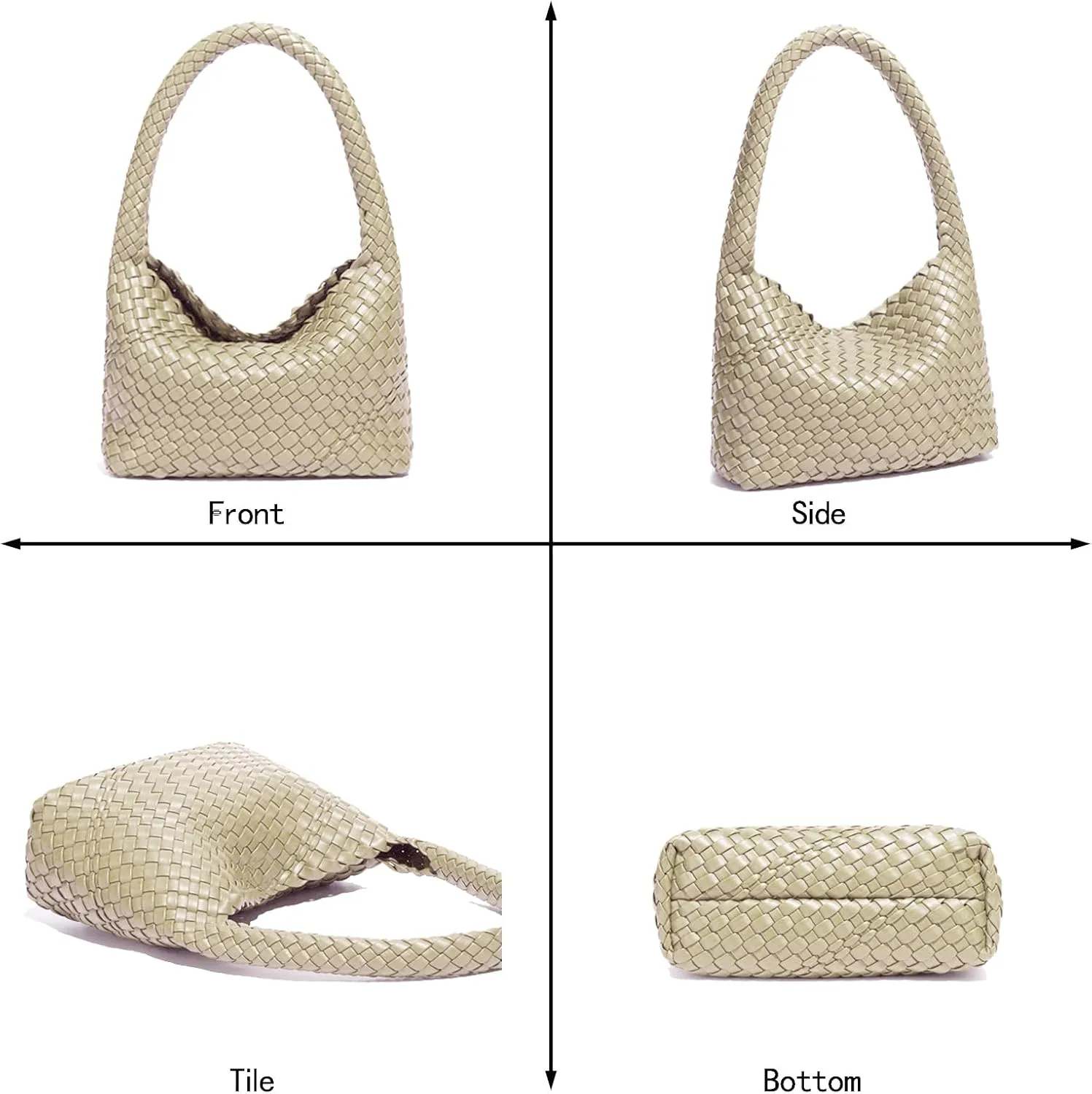 Fashion Designer Handbags and Purses, Women Shoulder Bag, Casual Hand Woven Shopping Tote Hobo, Ladies Underarm Bags