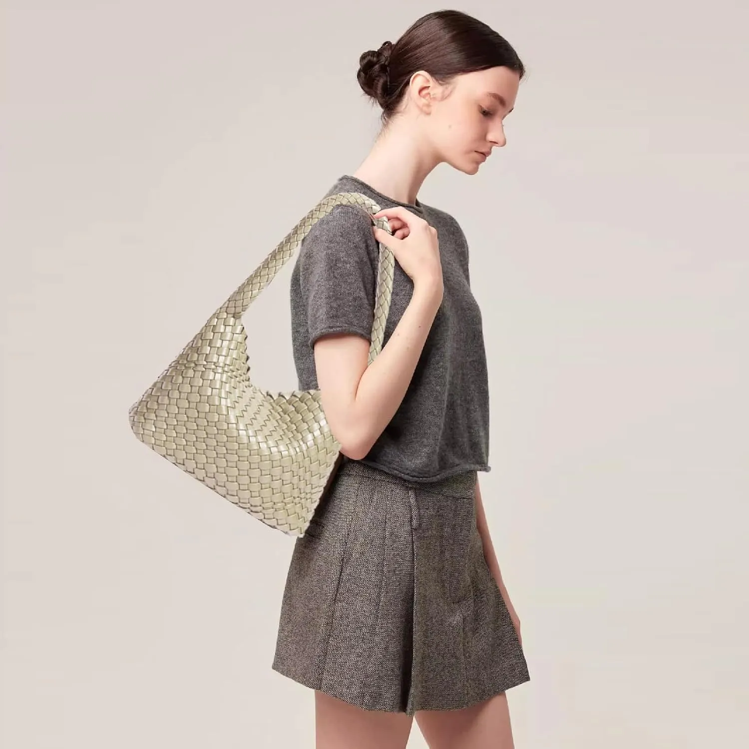 Fashion Designer Handbags and Purses, Women Shoulder Bag, Casual Hand Woven Shopping Tote Hobo, Ladies Underarm Bags