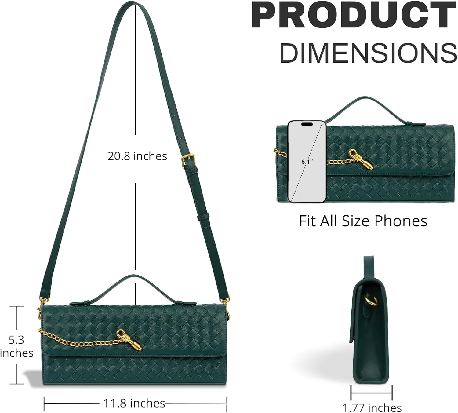 Fashion Evening Clutch Purses for Women, Woven Handbags, PU Leather Shoulder Bags Crossbody for Wedding Formal