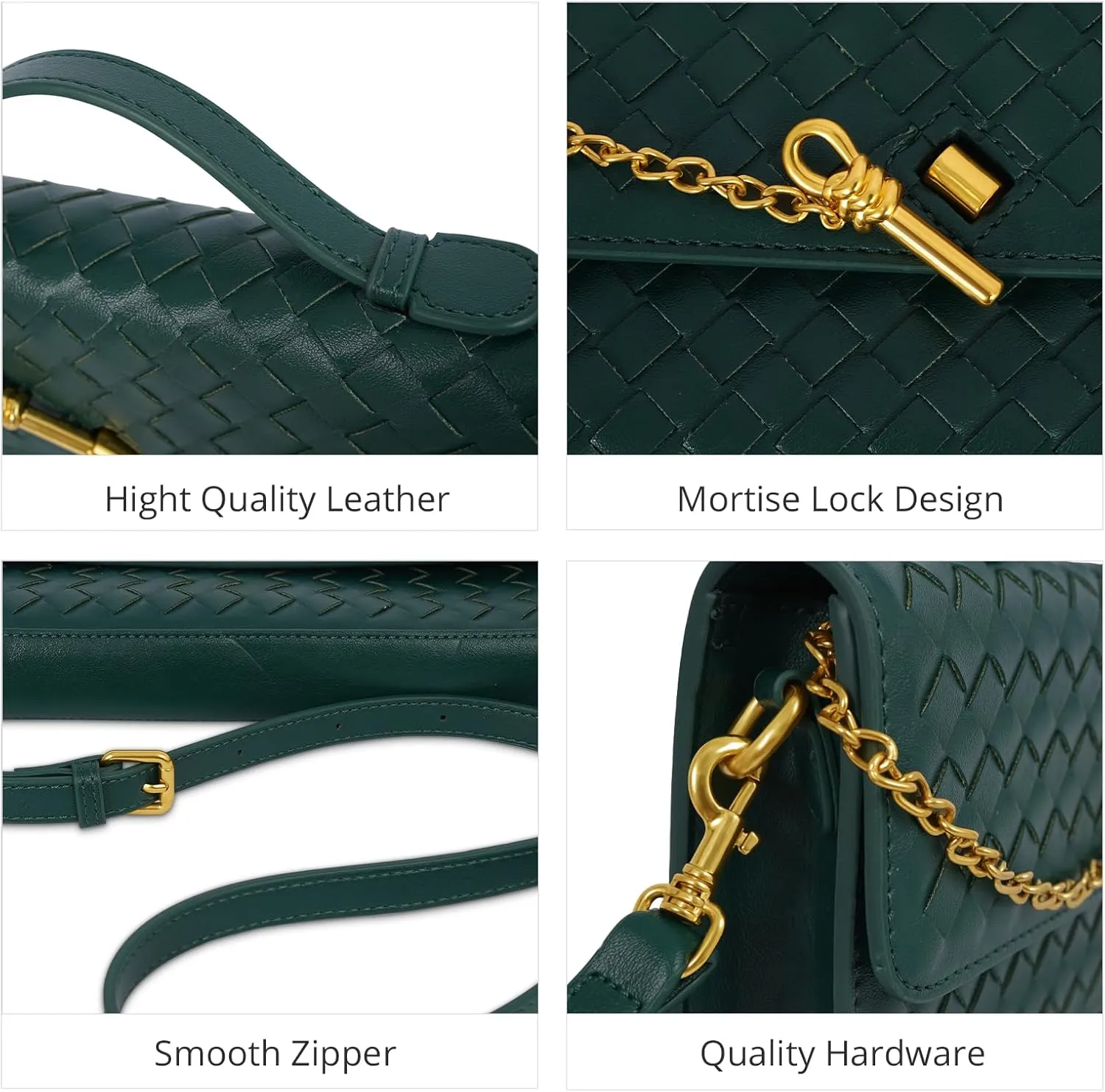 Fashion Evening Clutch Purses for Women, Woven Handbags, PU Leather Shoulder Bags Crossbody for Wedding Formal