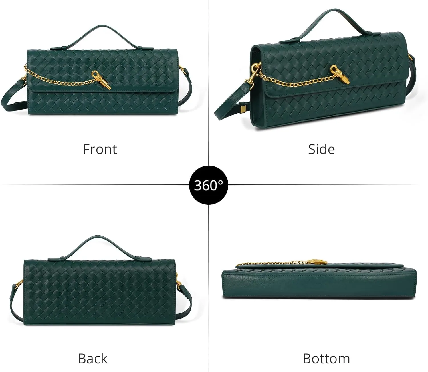 Fashion Evening Clutch Purses for Women, Woven Handbags, PU Leather Shoulder Bags Crossbody for Wedding Formal