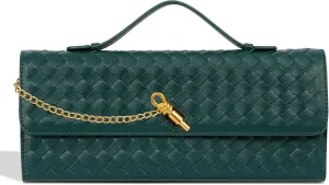Fashion Evening Clutch Purses for Women, Woven Handbags, PU Leather Shoulder Bags Crossbody for Wedding Formal