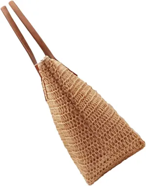 Fashionable Straw Beach Tote Bag for Women Durable Woven Handbag with Capacity for Summer Outings Casual Daily Use and Vacation Essentials