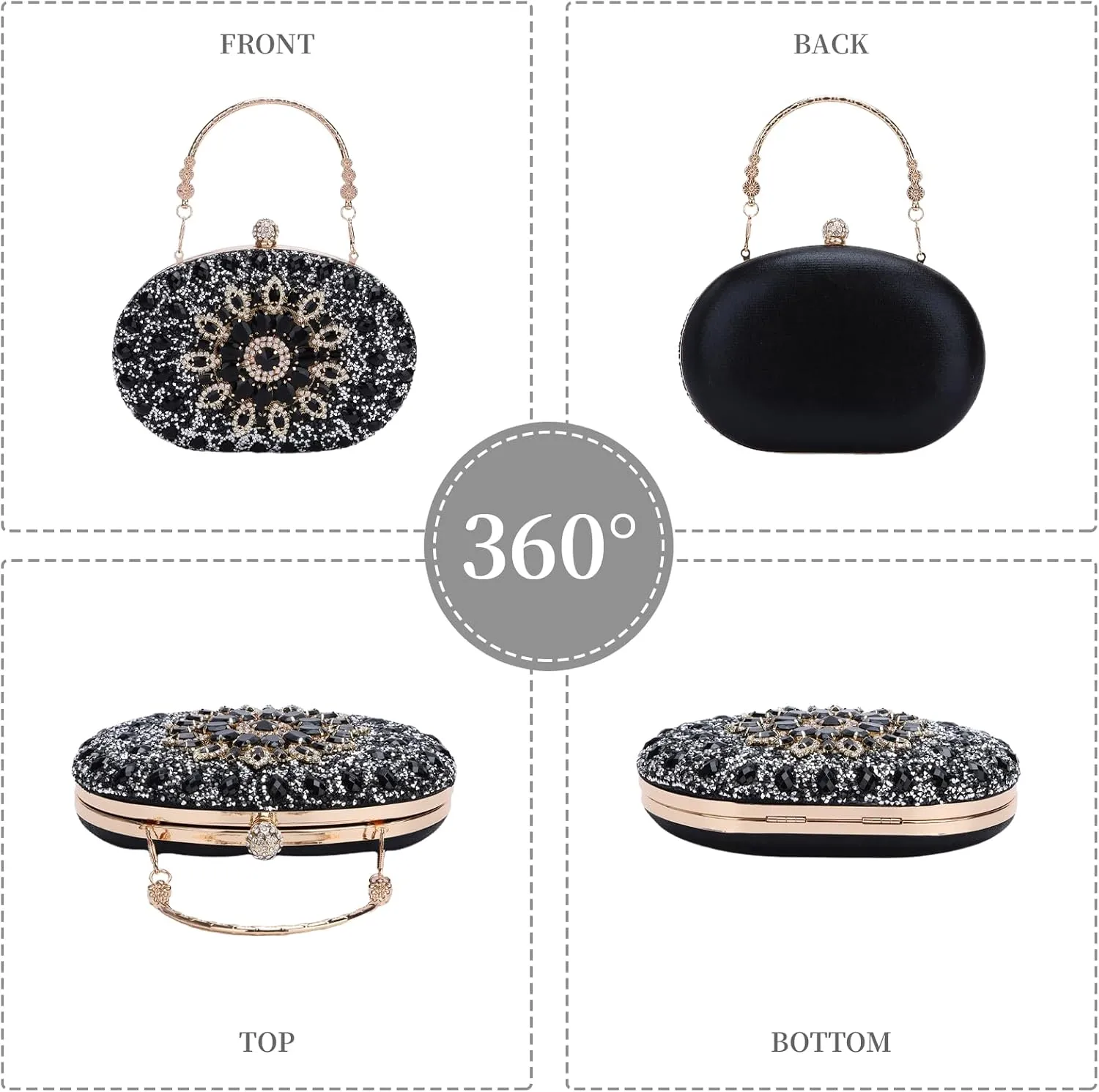 Fecialy Clutch Purses for Women Evening Bag Crystal Handbag Luxury Rhinestone Clutch for Wedding Party