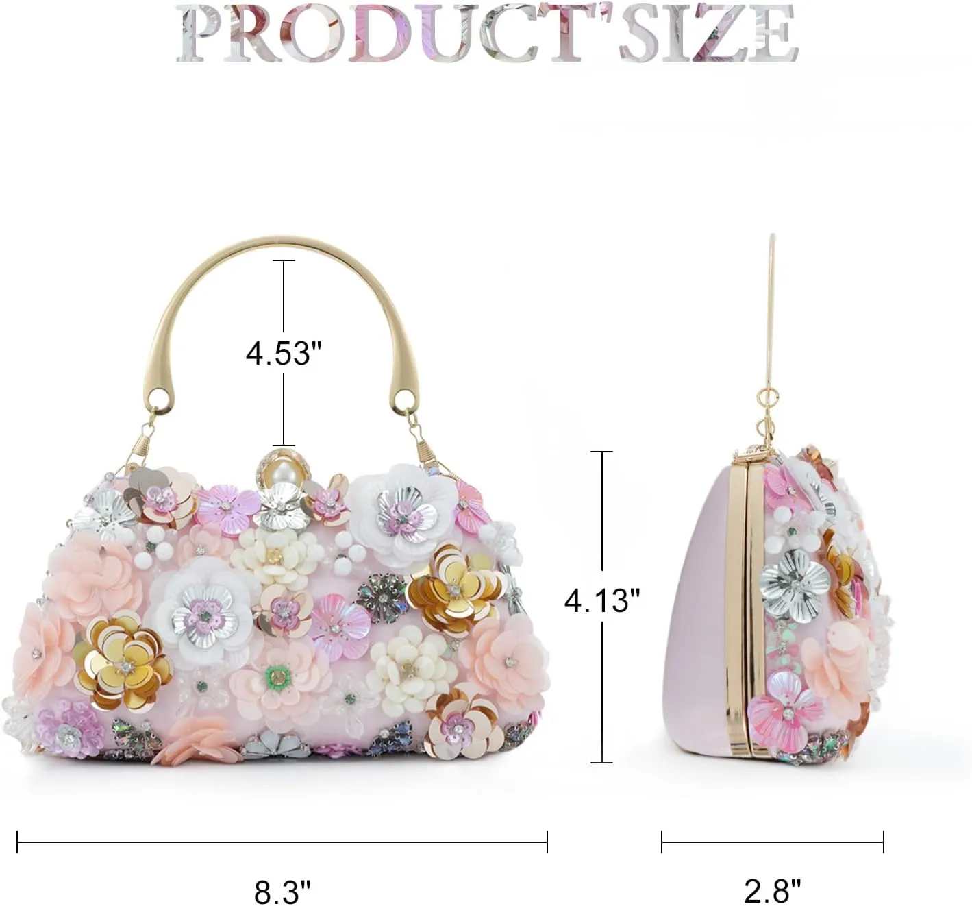 Fecialy Flower Clutch Purse Women 3D Floral Evening Handbags Chain Strap Shoulder Bag for Formal Party Bride Wedding