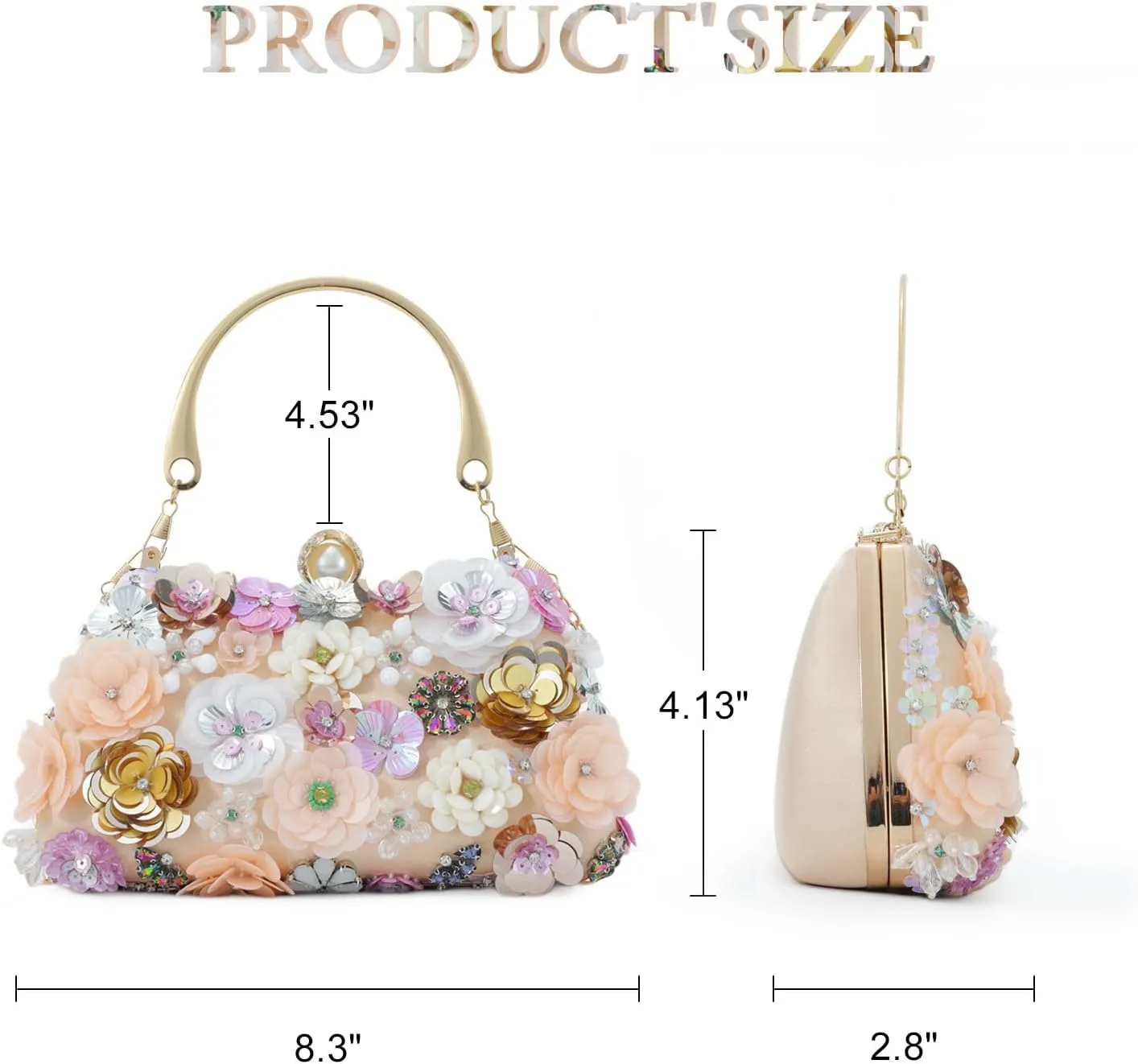 Fecialy Flower Clutch Purse Women 3D Floral Evening Handbags Chain Strap Shoulder Bag for Formal Party Bride Wedding