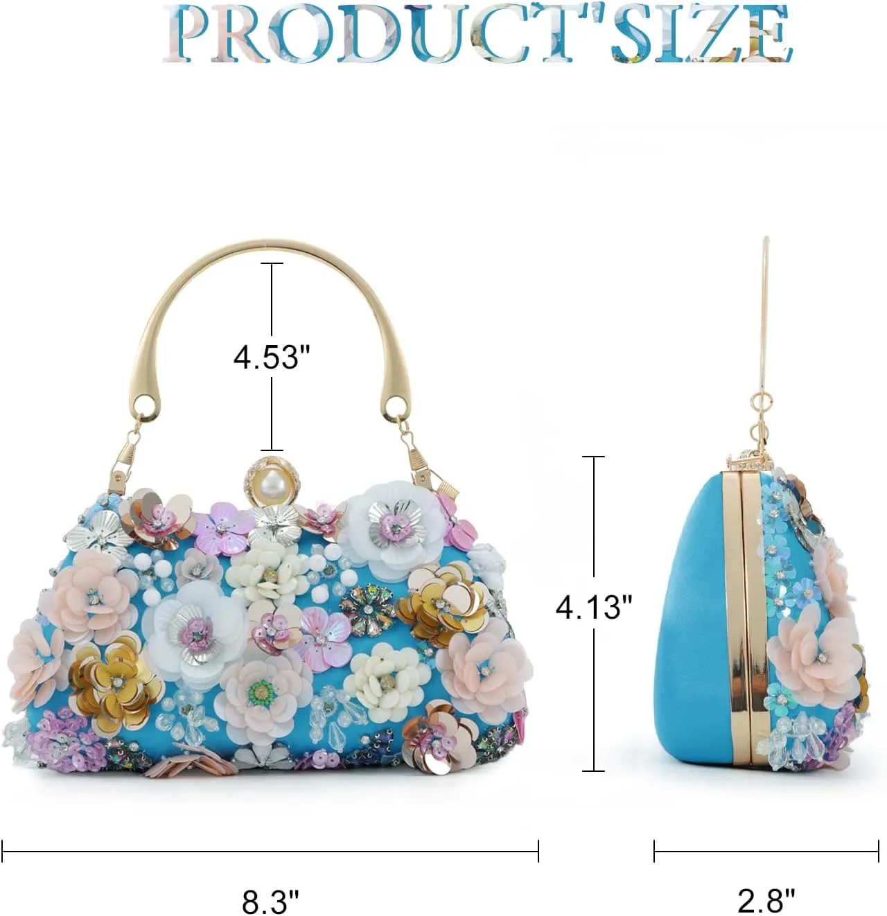 Fecialy Flower Clutch Purse Women 3D Floral Evening Handbags Chain Strap Shoulder Bag for Formal Party Bride Wedding