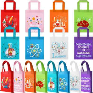 Ferraycle 24 Pcs Science Party Favor Bags Lab Week 2025 Decorations Non Woven Goodie Treat Gift Bags with Handles Science Themed Birthday Party Supplies