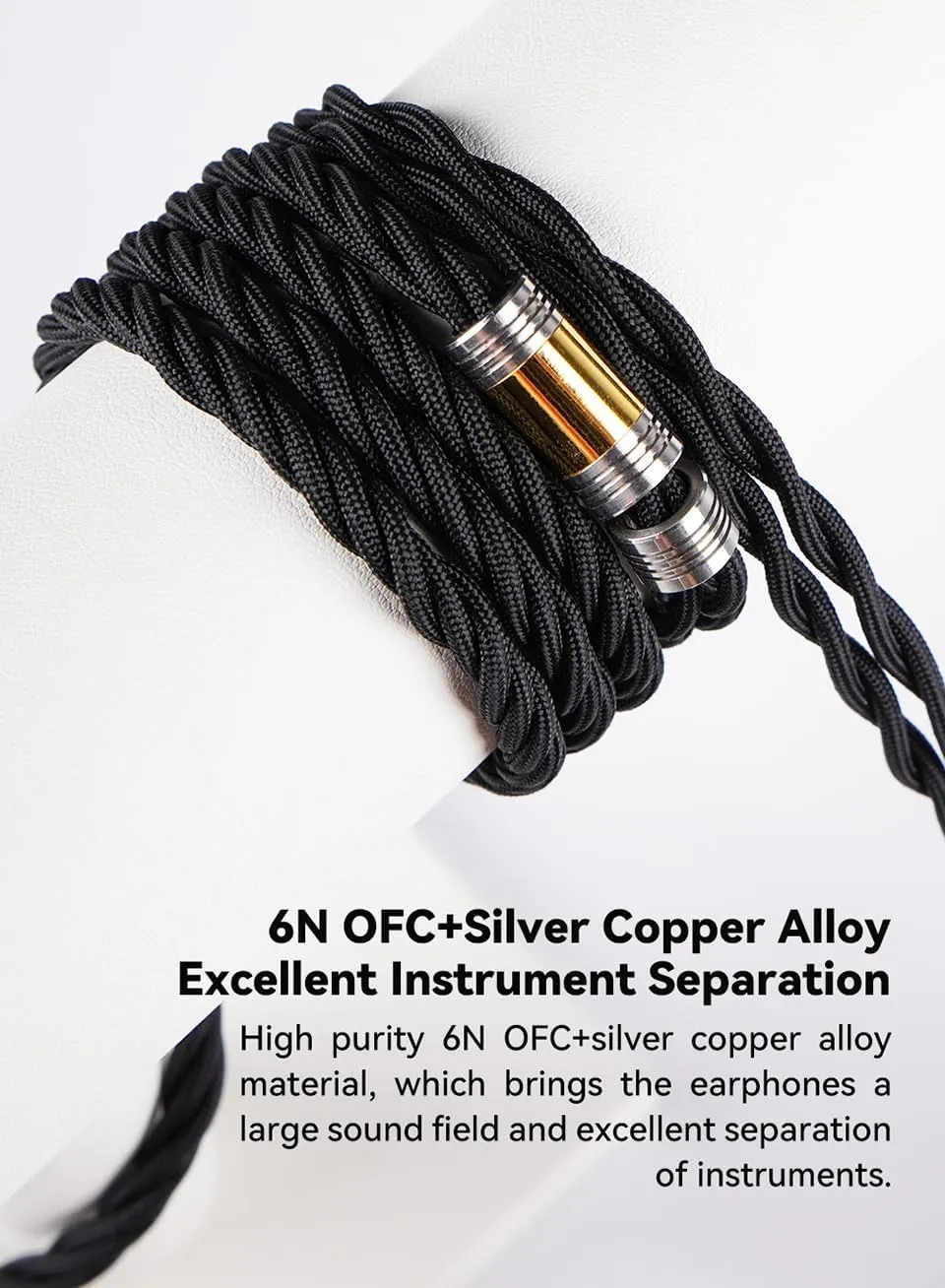 FirstTouch in Ear Monitor, 6N OFC IEM Cable, Silver Copper Alloy Earphone Upgraded Cords, HiFi Wired IEMs Cable for ZS10 PRO 2 AS10 PRO ZSN PRO X Wan’er SIMGOT EM6L (3.5mm 0.78 2pin)