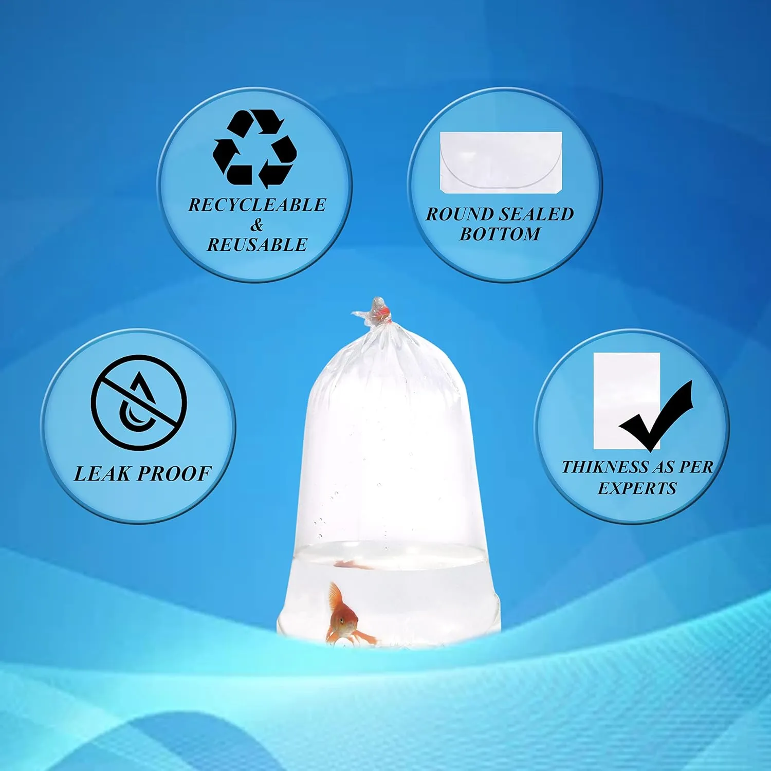 Fishery Bags 6 Inches Leak Proof Rounded Bottom Corners Clear Plastic Fish Bags for Marine and Tropical Fish Transport. (6" x 16" / 1000 Pack / 2 Mil)