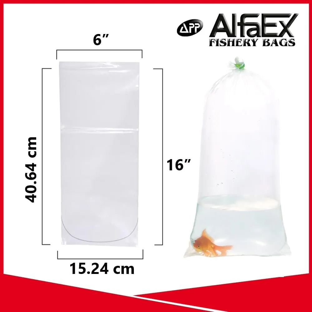 Fishery Bags 6 Inches Leak Proof Rounded Bottom Corners Clear Plastic Fish Bags for Marine and Tropical Fish Transport. (6" x 16" / 1000 Pack / 2 Mil)