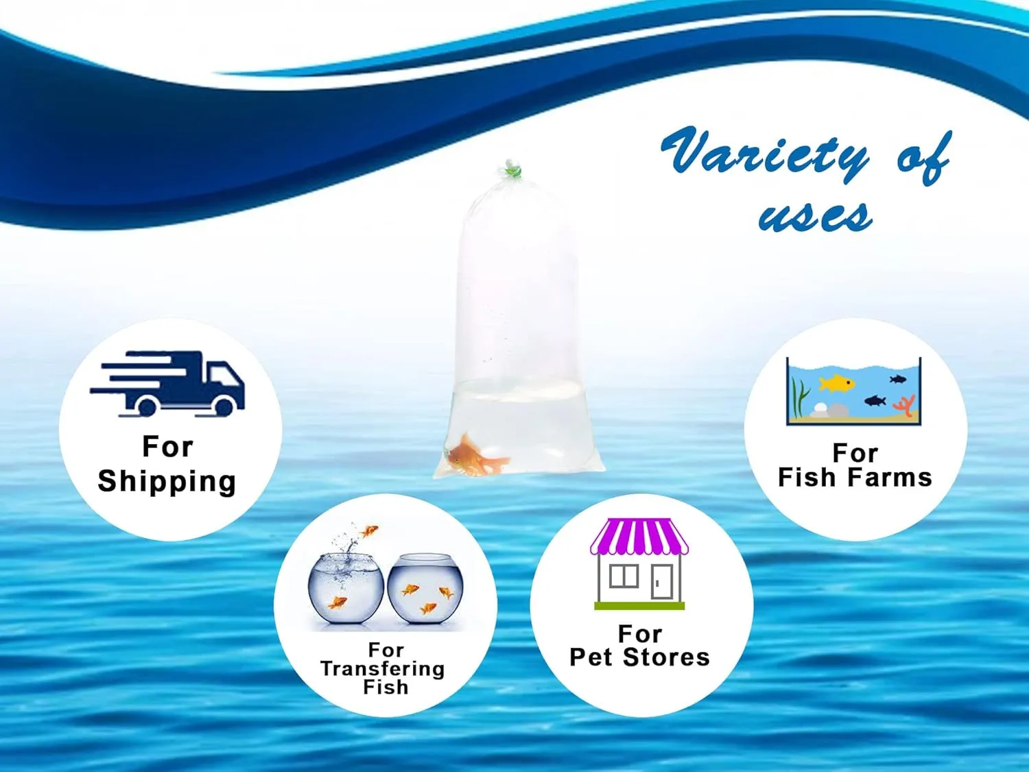 Fishery Bags 6 Inches Leak Proof Rounded Bottom Corners Clear Plastic Fish Bags for Marine and Tropical Fish Transport. (6" x 16" / 1000 Pack / 2 Mil)