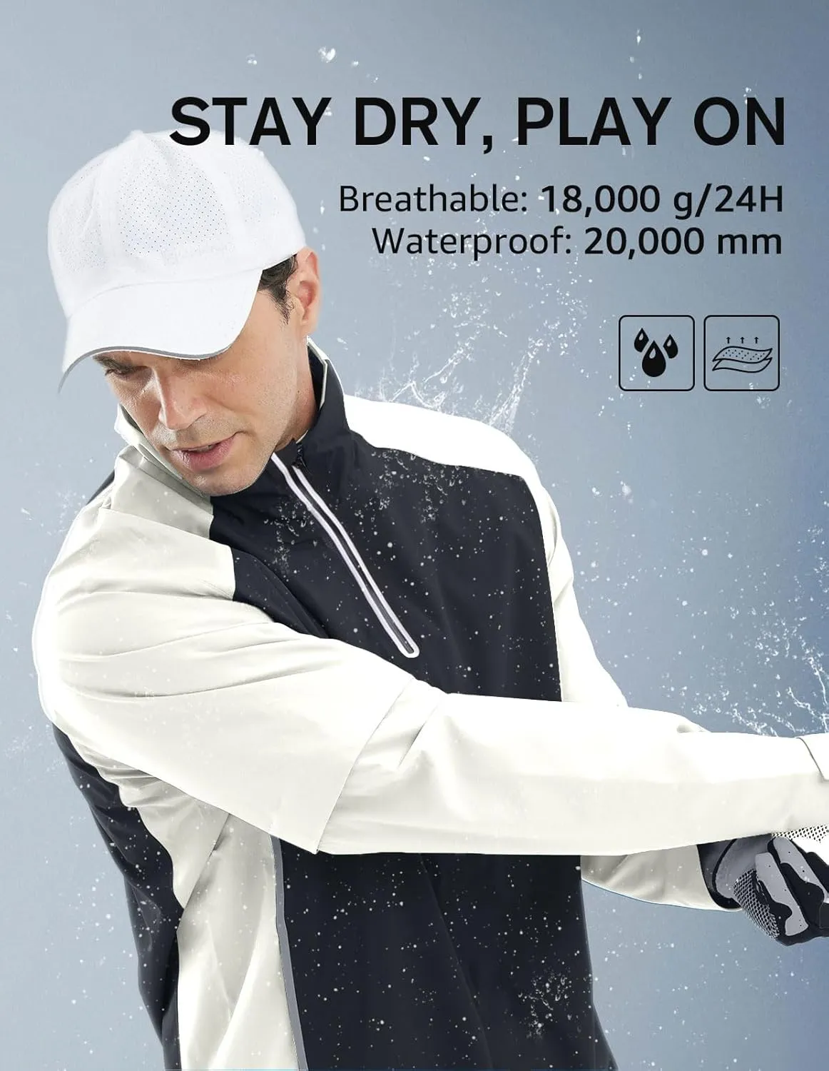 fit space Waterproof Golf Rain Jacket for Men 20K Performance Lightweight Rain Jackets for All Sports