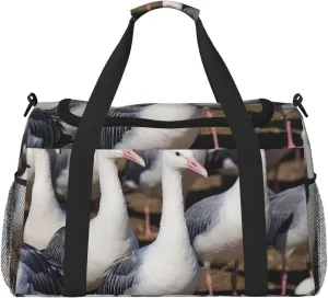 Flock of Birds Print Travel Duffle Bag - Foldable Personal Item Travel Bag for Women & Men,Carry-On Convertible Crossbody Tote Bags with Adjustable Shoulder Strap & Pockets 13x10.2x19.7 in