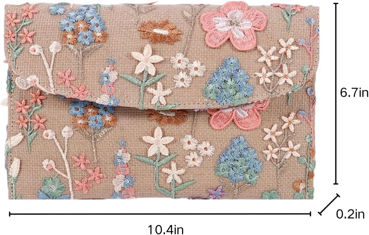 Floral Clutch Purses for Women,Small Summer Embroidery Sequin Evening Bag for Formal Party Wedding