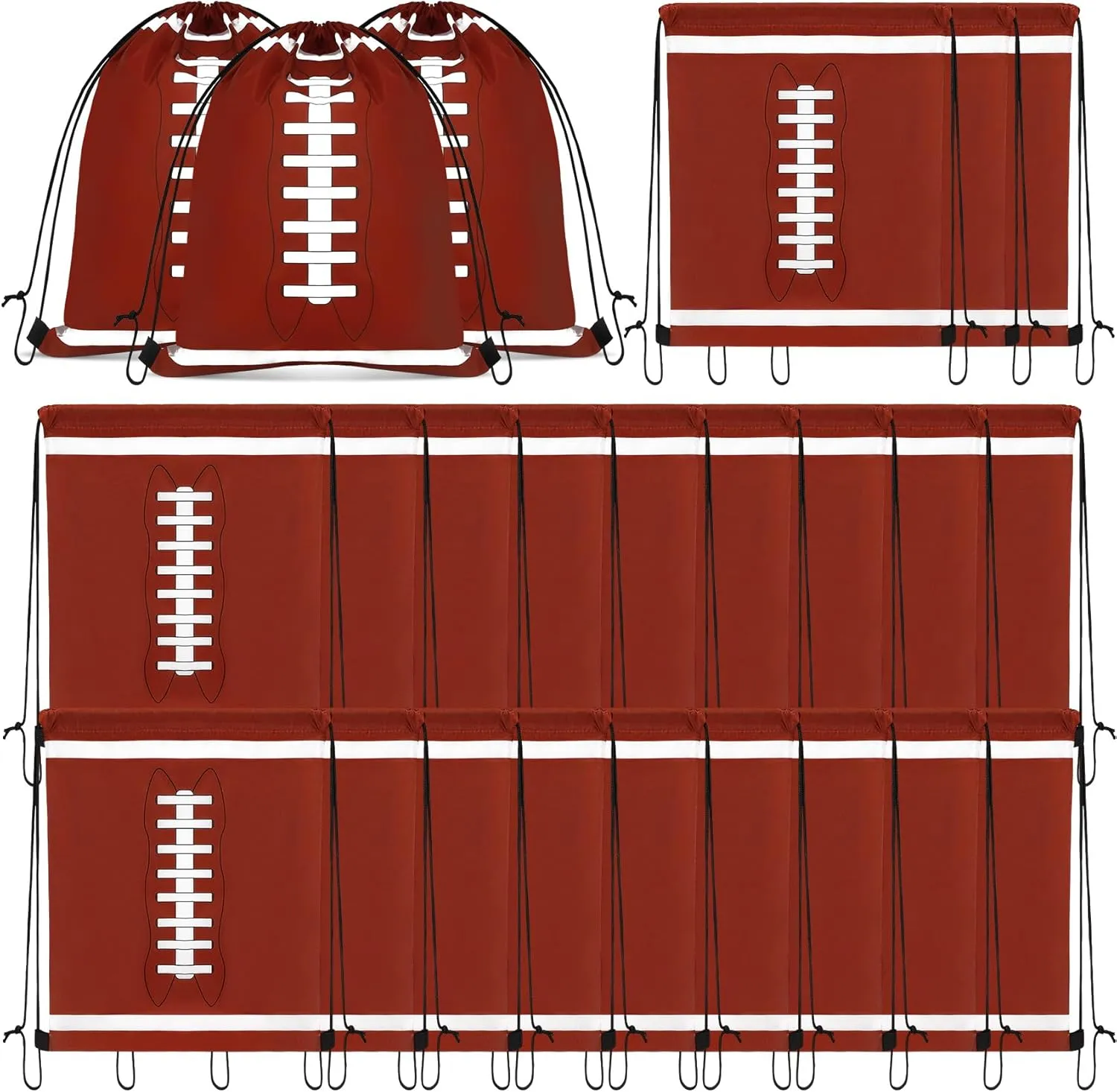 Football Goodie Bags, 15 PCS Football Drawstring Bags for Equipment(12.8 x 16.2 inch), Football Treat Snack Gift Bags Football Party Favors Supplies Football Sports Theme Birthday Party Decorations