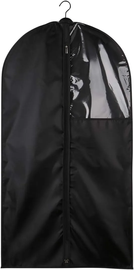 Foraineam 5 Pack 43 Inch Oxford Fabric Garment Bag Suit Cover Bags with Zipper and Transparent Window for Travel and Storage, Washable Suit Bag for Suits, Coats, Shirts, Dresses