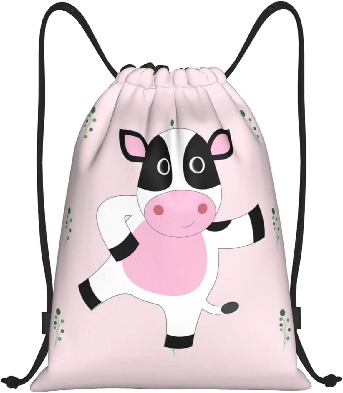 FoRes cartoon calf Versatile Drawstring Bags - Lightweight Gym Sackpack for Sports, Yoga, Dance, and Travel, Medium