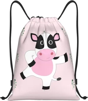 FoRes cartoon calf Versatile Drawstring Bags - Lightweight Gym Sackpack for Sports, Yoga, Dance, and Travel, Medium
