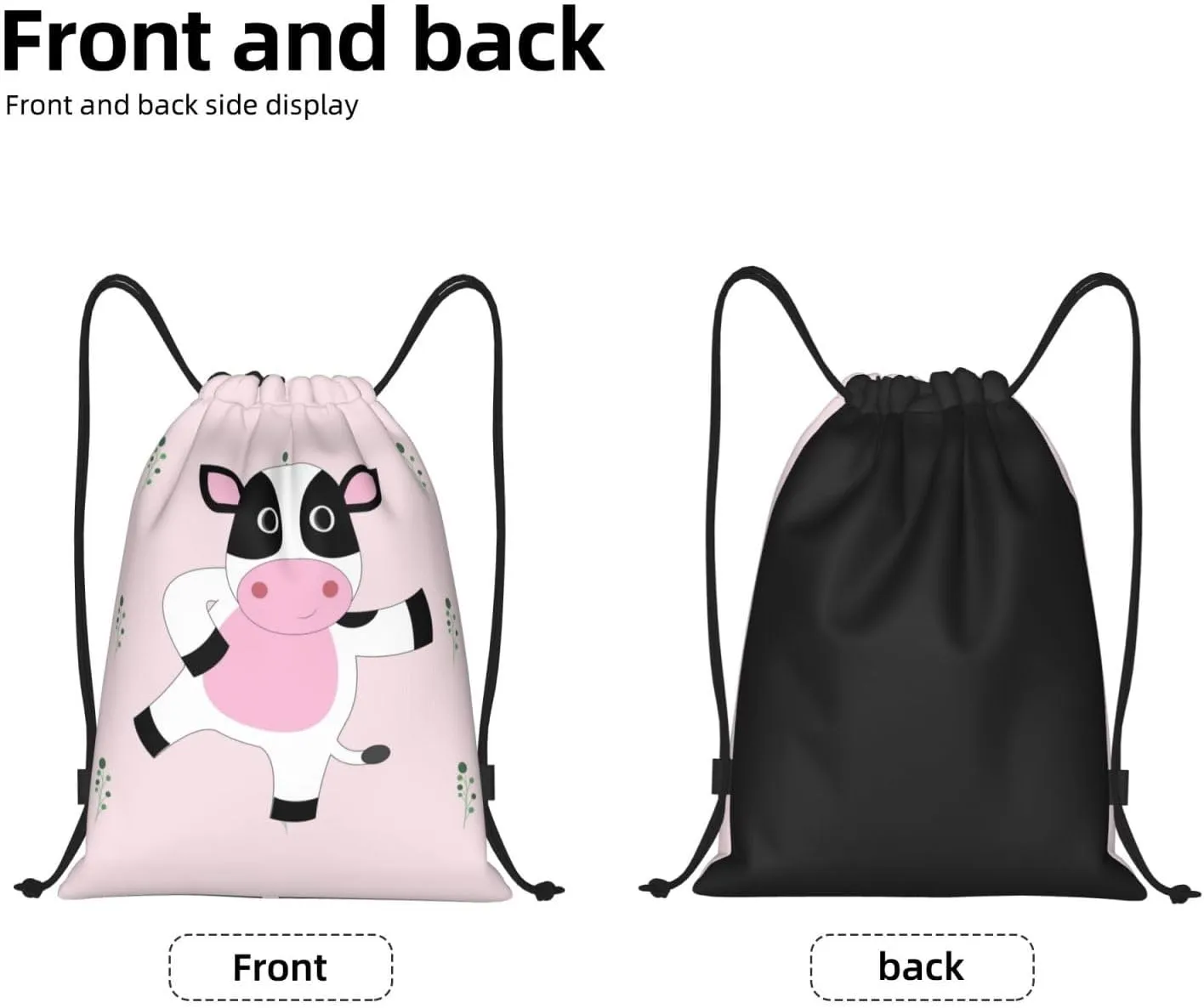 FoRes cartoon calf Versatile Drawstring Bags - Lightweight Gym Sackpack for Sports, Yoga, Dance, and Travel, Medium