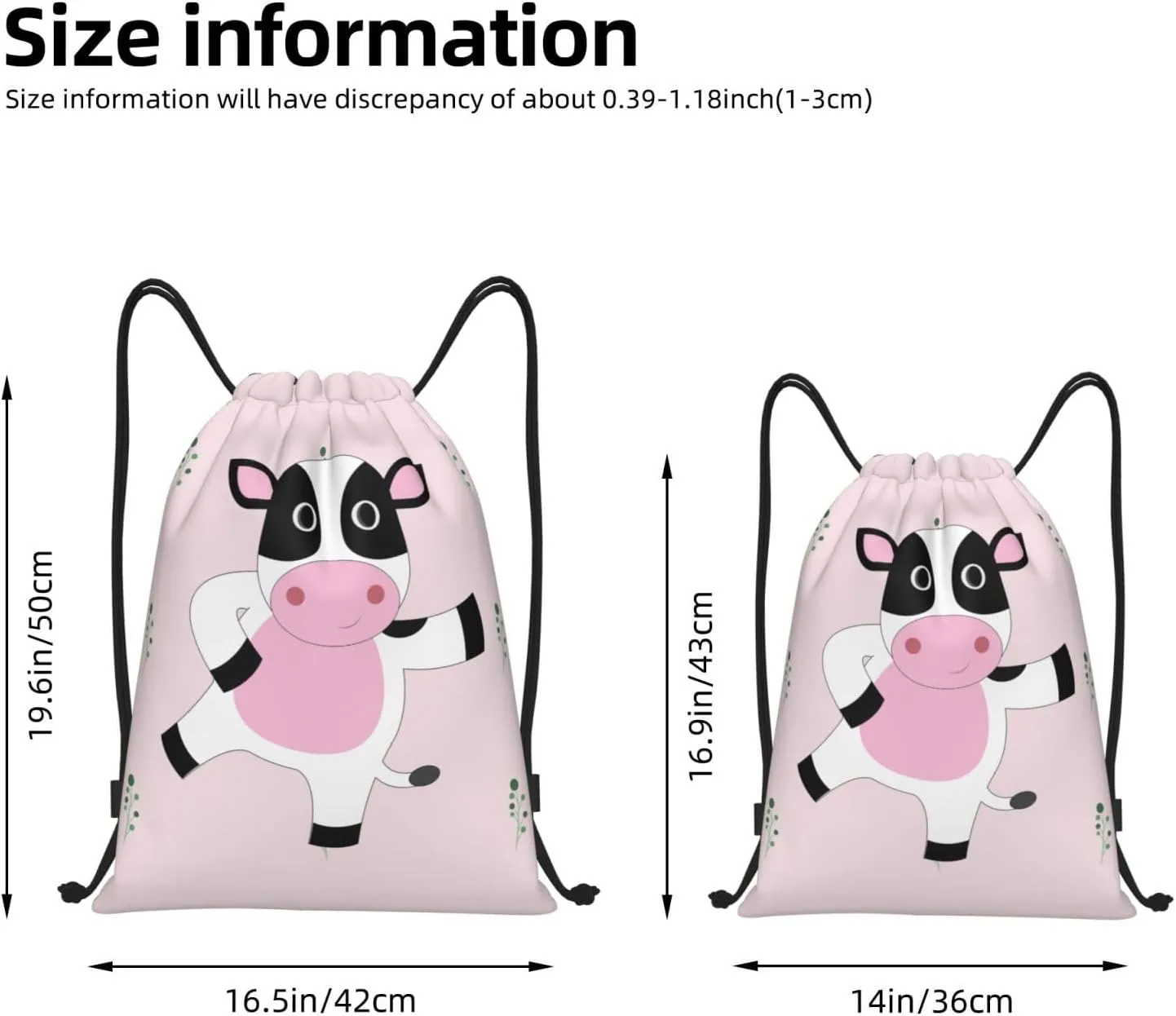 FoRes cartoon calf Versatile Drawstring Bags - Lightweight Gym Sackpack for Sports, Yoga, Dance, and Travel, Medium