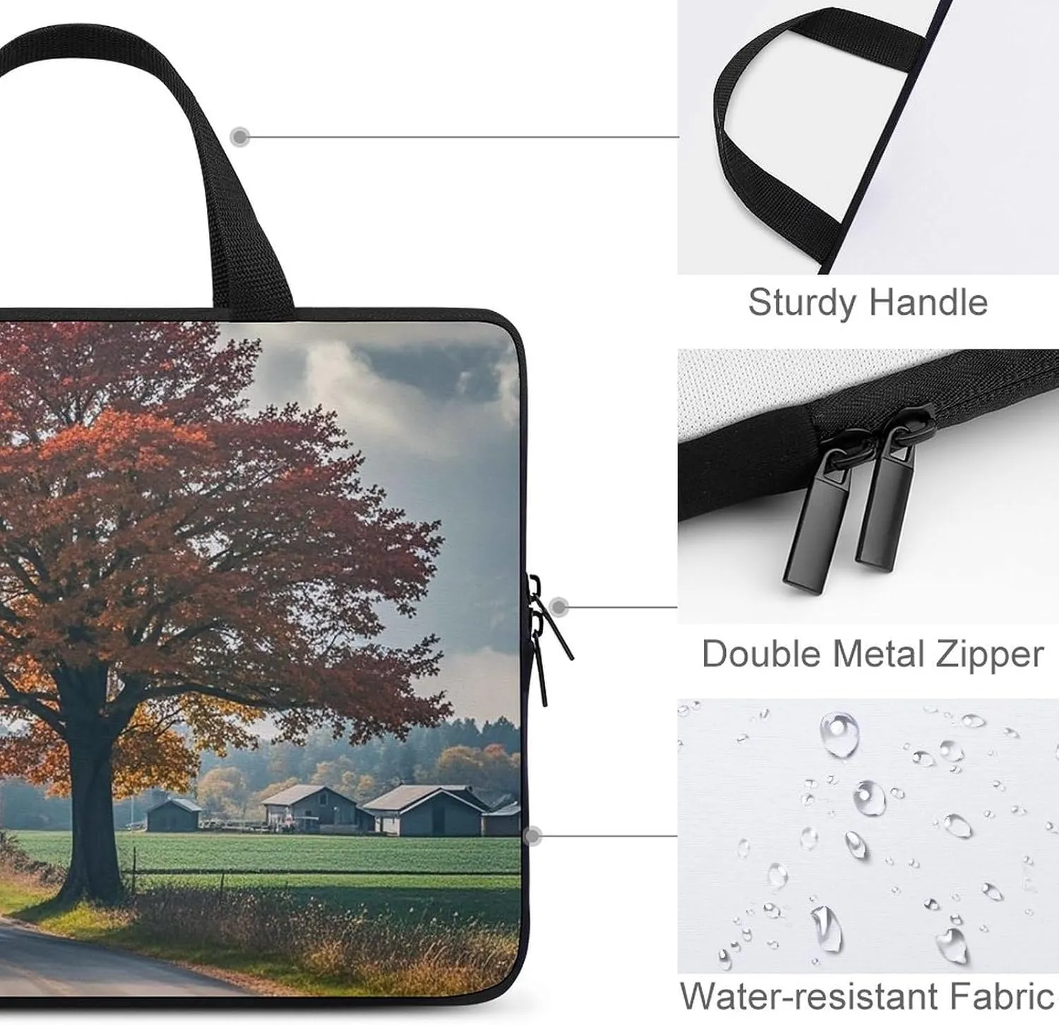 Forest Rural Roads Laptop Bag Durable Laptop Sleeve Water-Resistant Notebook Bag for Computer Or Tablet
