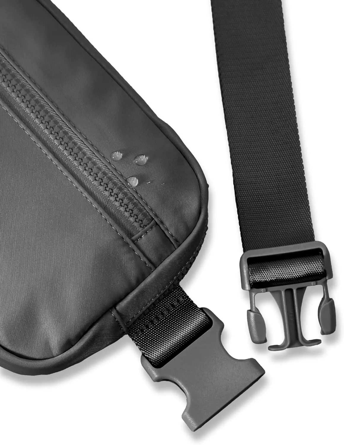 FORZAROCKET Essential Belt Bag w/Long Strap 70" & Front Zip Pocket – Crossbody Bag w/Extended Strap – Fanny Pack for Women Men – Two-Way Zipper Sling Bag – Travel & Plus Size Friendly, Dark Grey