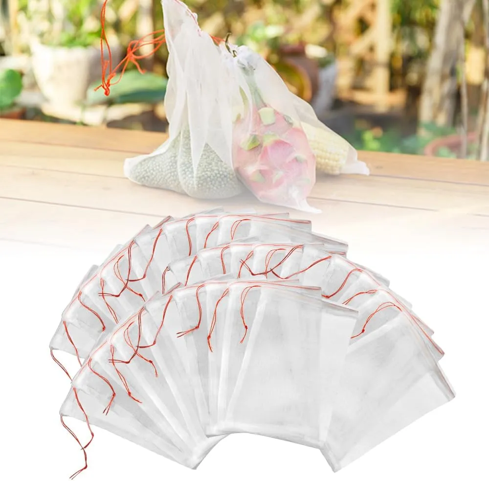 Fruit Protection Bags, 2025 New Fruit Vegetable Mesh Bag for Fruit Trees Adjustable Netting Cover Bags, Reusable Fruit Cover Bags for Peach Tomato Mango Trees Veggies Garden (50)