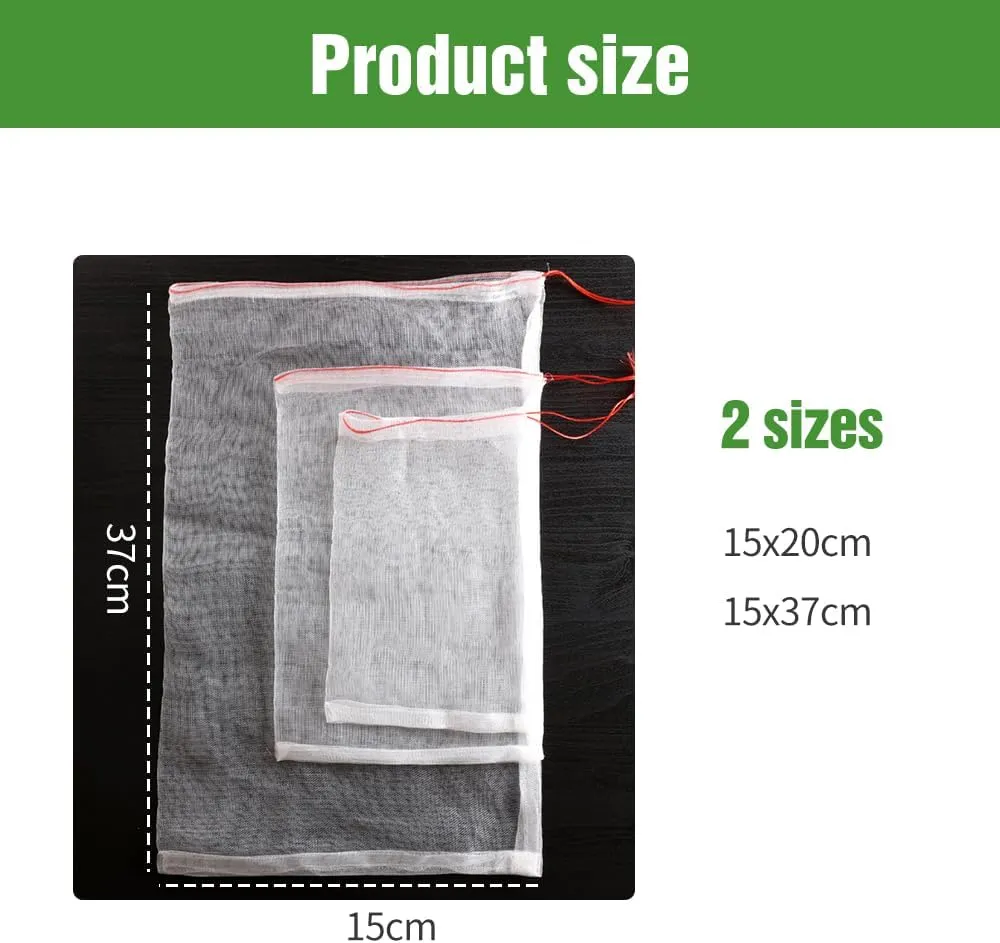 Fruit Protection Bags, 2025 New Fruit Vegetable Mesh Bag for Fruit Trees Adjustable Netting Cover Bags, Reusable Fruit Cover Bags for Peach Tomato Mango Trees Veggies Garden (50)