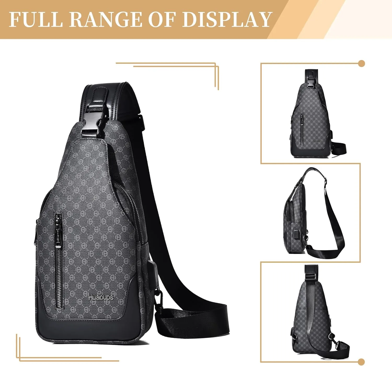 FSD. WG sling Backpack for Men Chest Bag Crossbody Shoulder Bags Travel Hiking Bag Purse for Men with Water Resistant