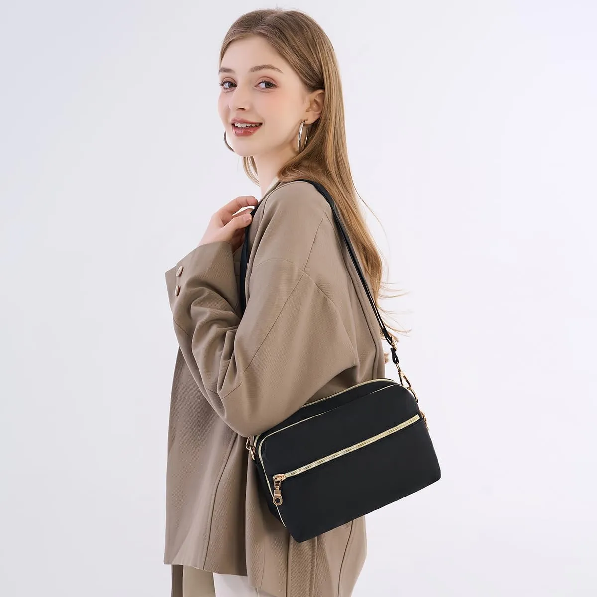 Functional Multi Pocket Crossbody Bag for Women Stylish Ladies Shoulder Messenger Bags Purse