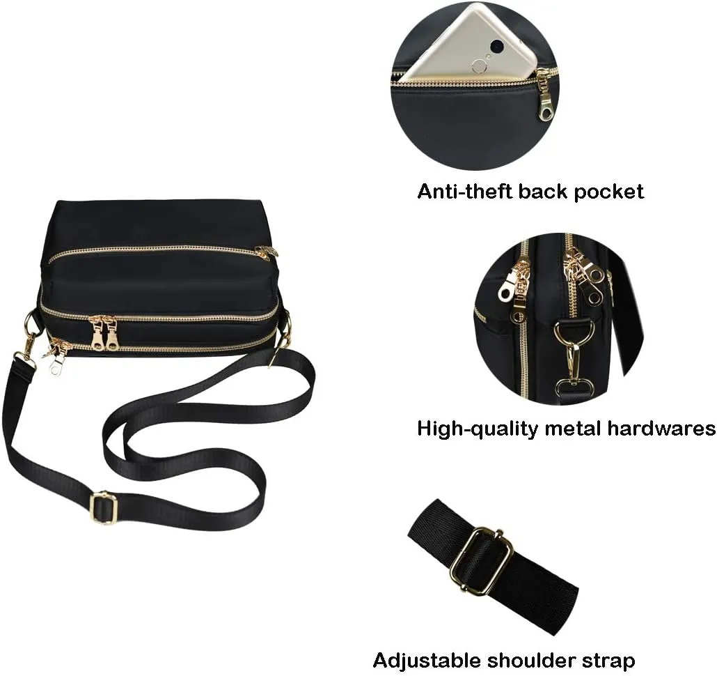 Functional Multi Pocket Crossbody Bag for Women Stylish Ladies Shoulder Messenger Bags Purse