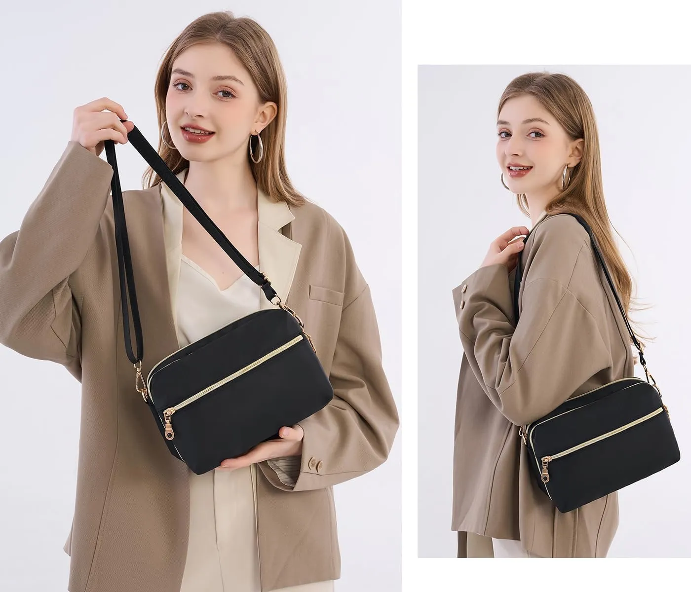 Functional Multi Pocket Crossbody Bag for Women Stylish Ladies Shoulder Messenger Bags Purse