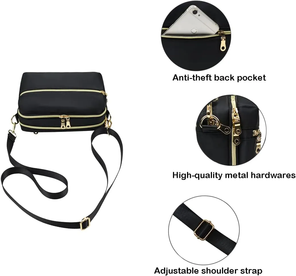 Functional Multi Pocket Crossbody Bag for Women Stylish Ladies Shoulder Messenger Bags Purse