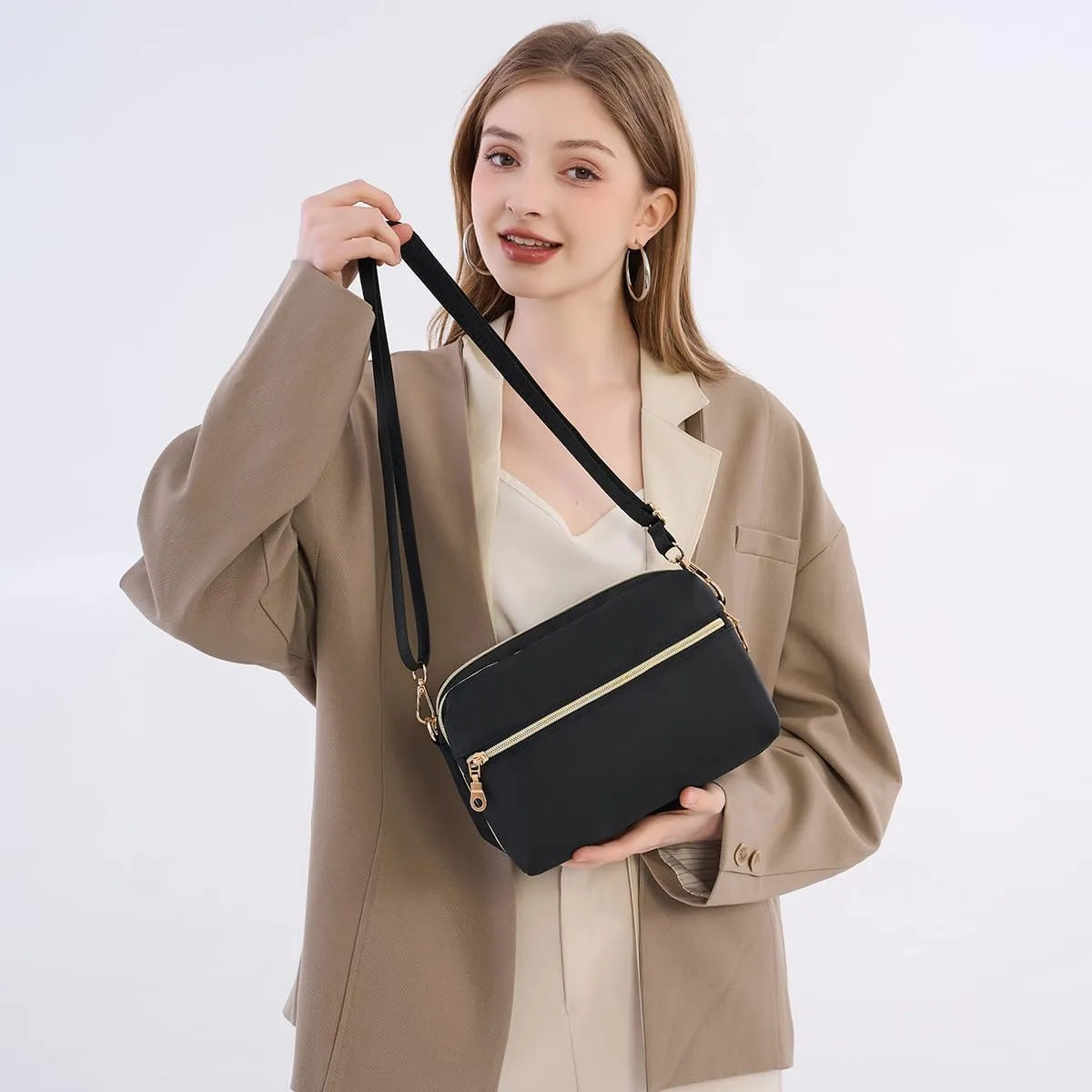 Functional Multi Pocket Crossbody Bag for Women Stylish Ladies Shoulder Messenger Bags Purse