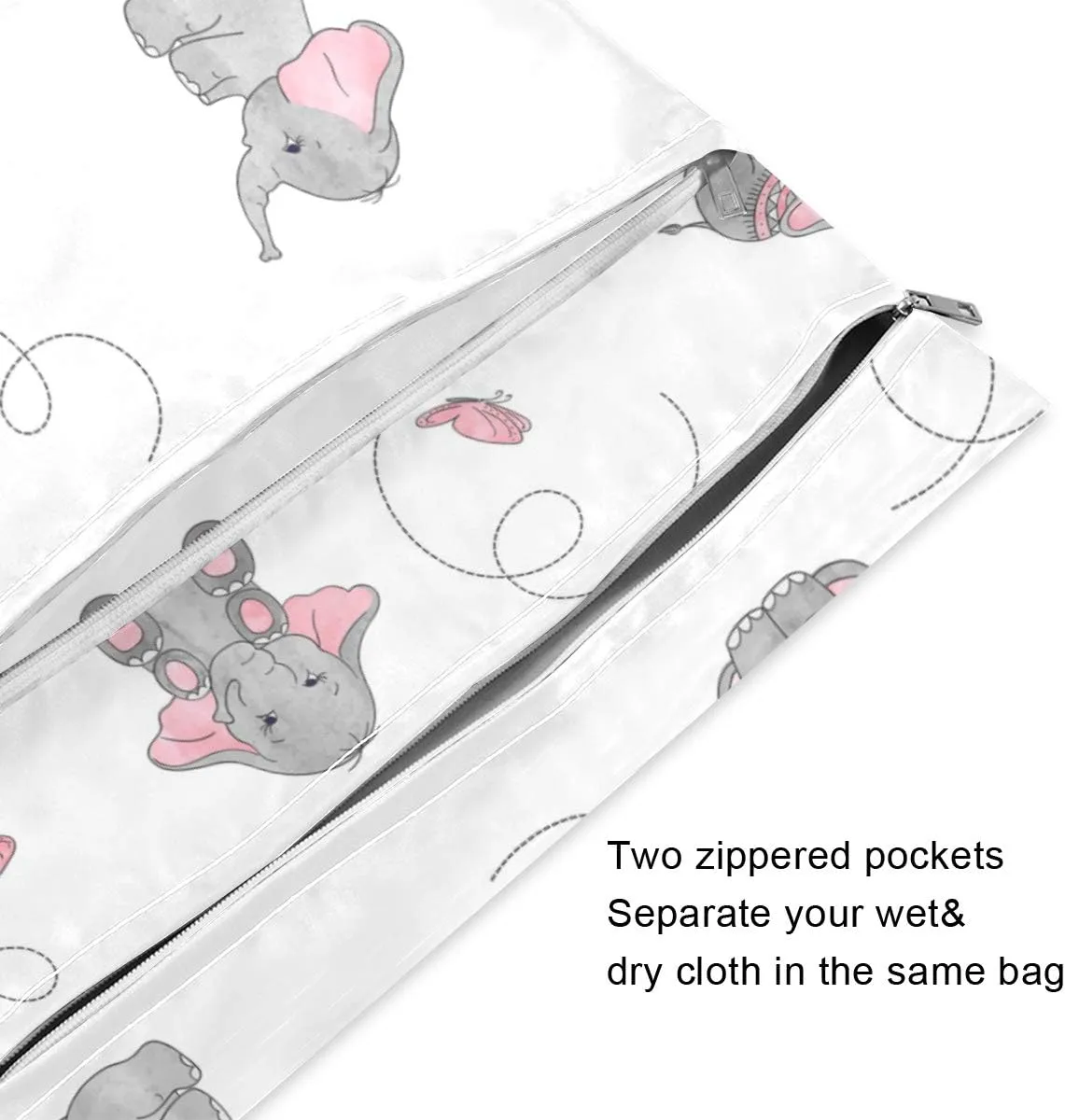 Funny Fishes Wet Dry Bag for Cloth Diaper, Swimsuit & Travel - Water Resistant Wet Bags - Perfect for Wet Clothes, Toiletries, Beach，2 Pack