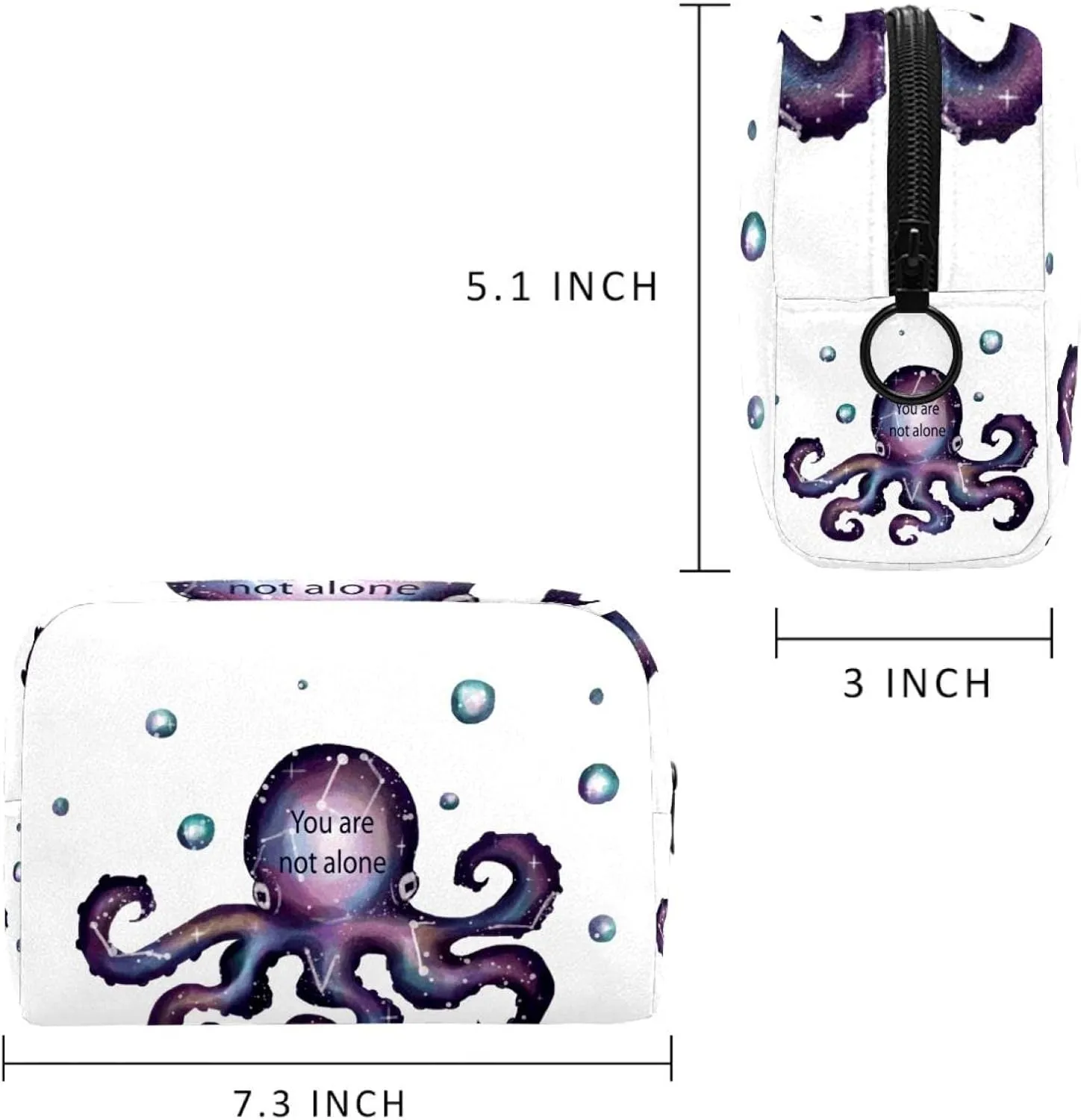 Galaxy Cosmos Ocpotus Small Makeup Bag for Purse, Portable Cosmetic Bag Zipper Makeup Pouch for Women, Stationery, Toiletries, Travel Accessories