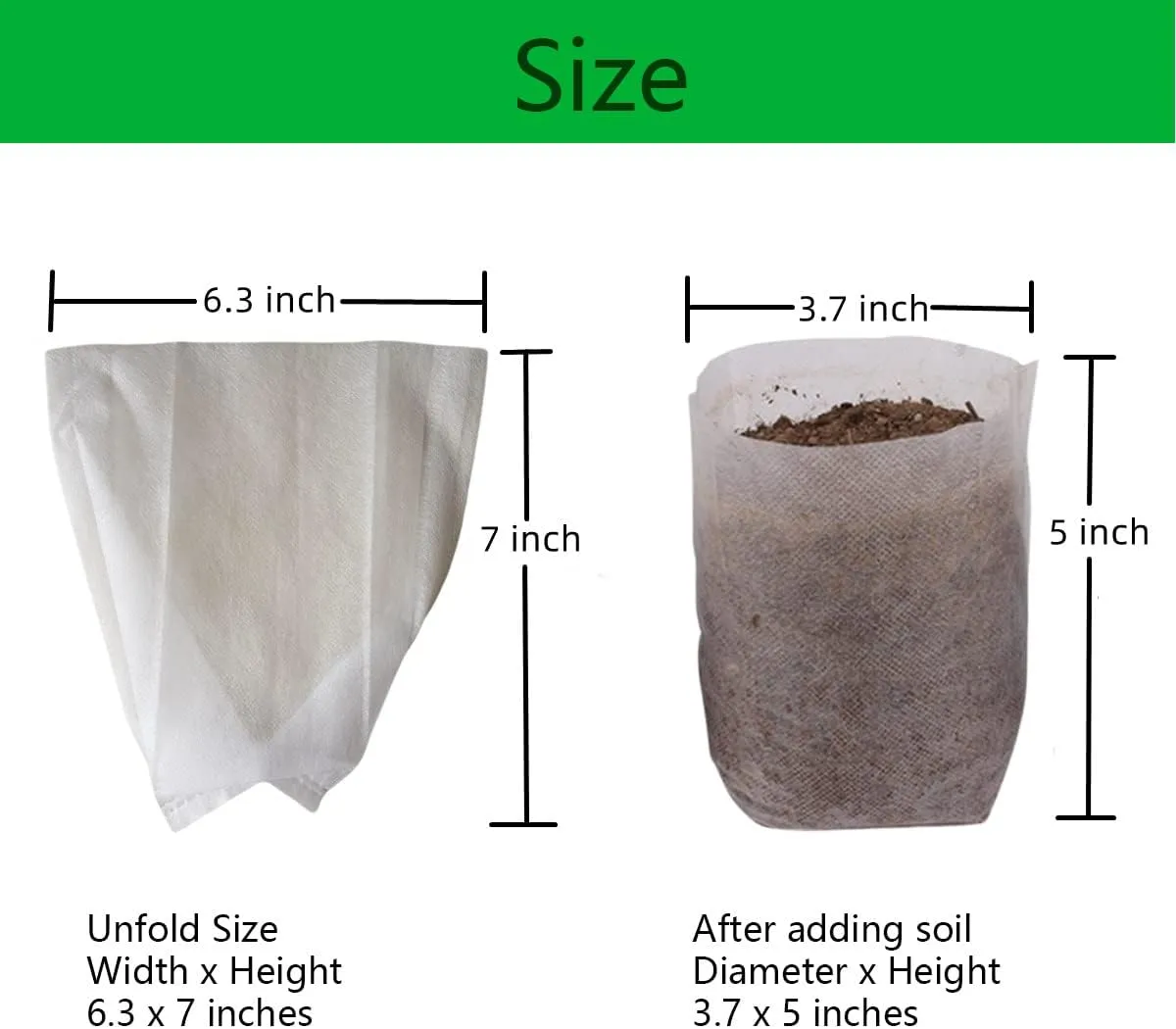 gardtree Plant Nursery Bags 6.3” x 7” 200PCS, Non-Woven Biodegradable Plant Grow Bags Fabric Seedling Starter Bags for Vegetable Flower Fruit Saplings Tree, Home Garden Supply