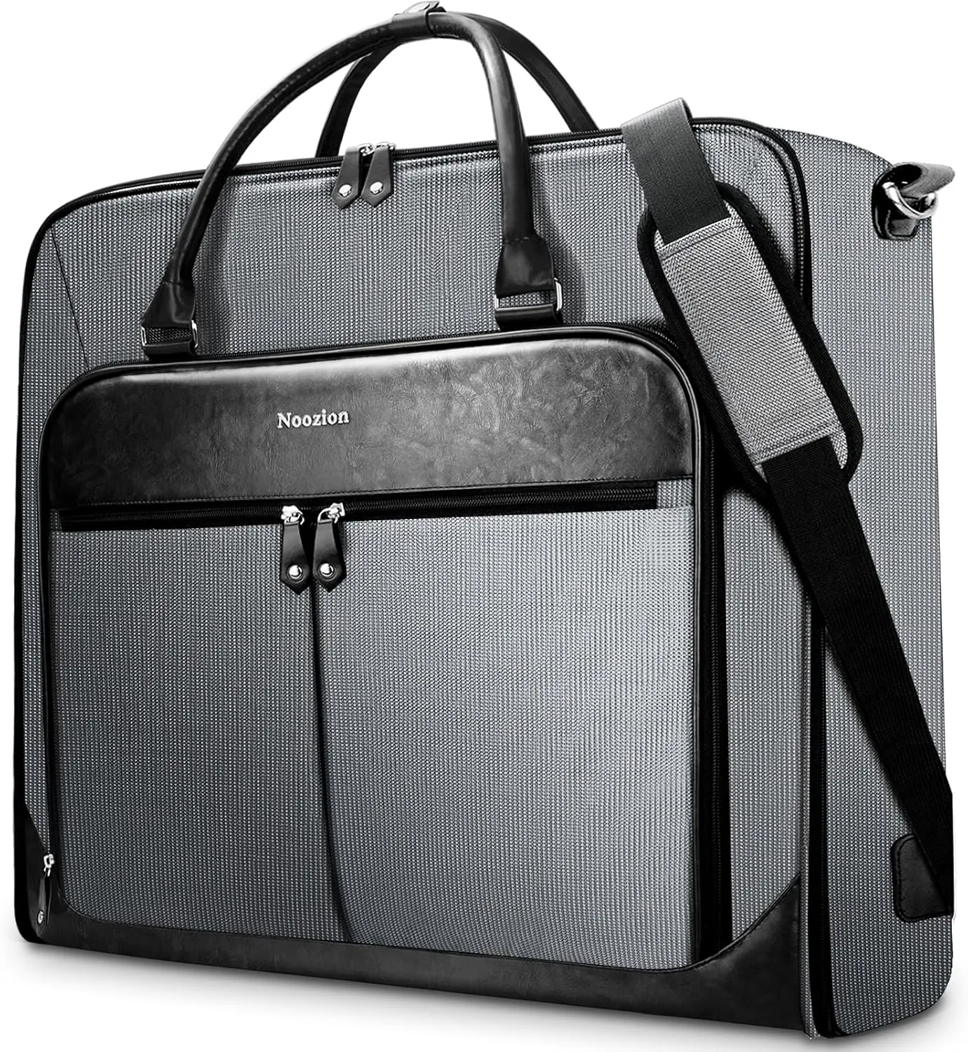 Garment Bag Travel Large Leather Carry On Suit Bag with Strap for Business Hanging Suitcase Luggage Bags for Men Women (Grey)